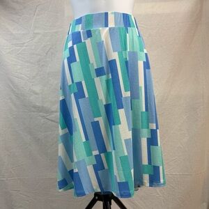 MARBLE Blue A-Line Midi Skirt Resort Wear Size Medium